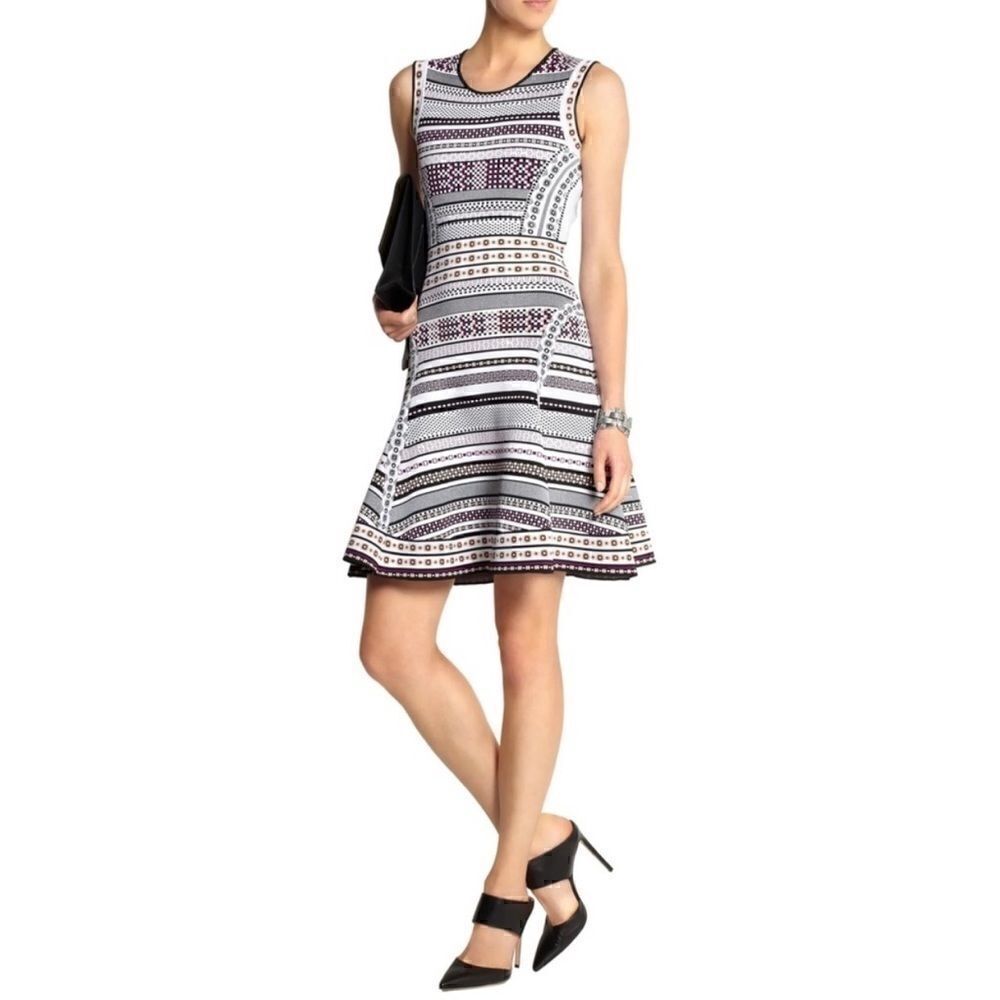 Diane Von Furstenberg Eleanor jacquard knit multi colored fit and flare dress P